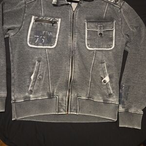 Affliction Black Premium Label Charcoal Bomber Jacket